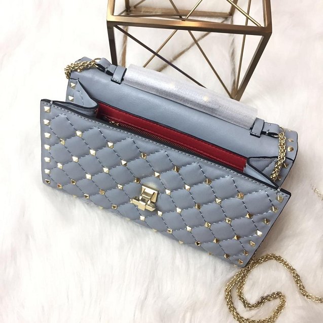 Valentino original lambskin rockstud spike crossbody bag 0137 light blue