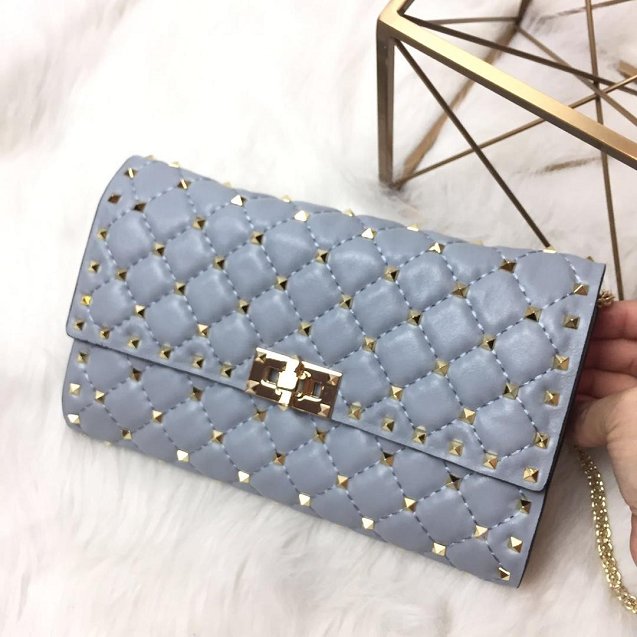 Valentino original lambskin rockstud spike crossbody bag 0137 light blue