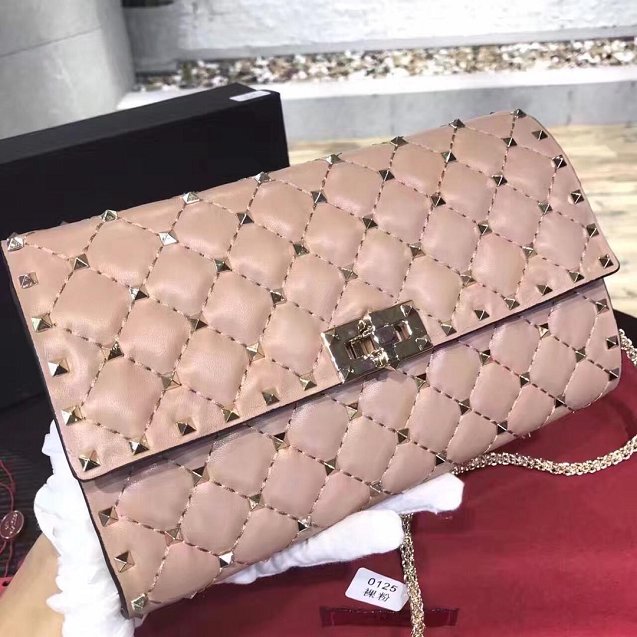 Valentino original lambskin rockstud spike crossbody bag 0137 nude