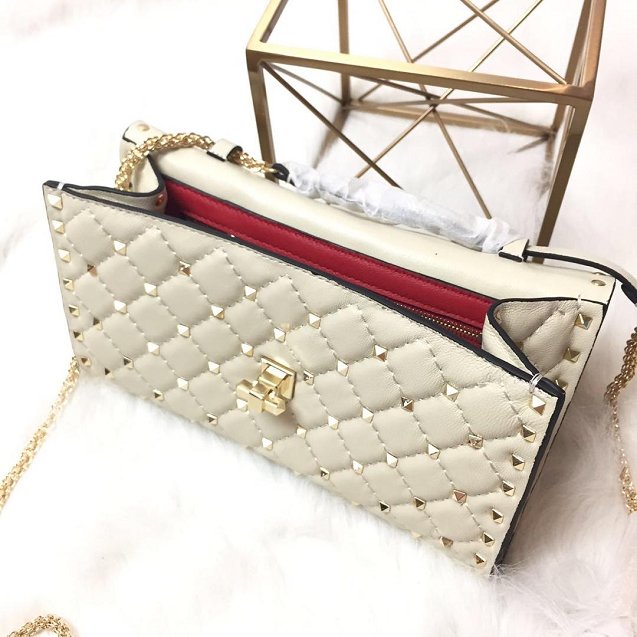 Valentino original lambskin rockstud spike crossbody bag 0137 white