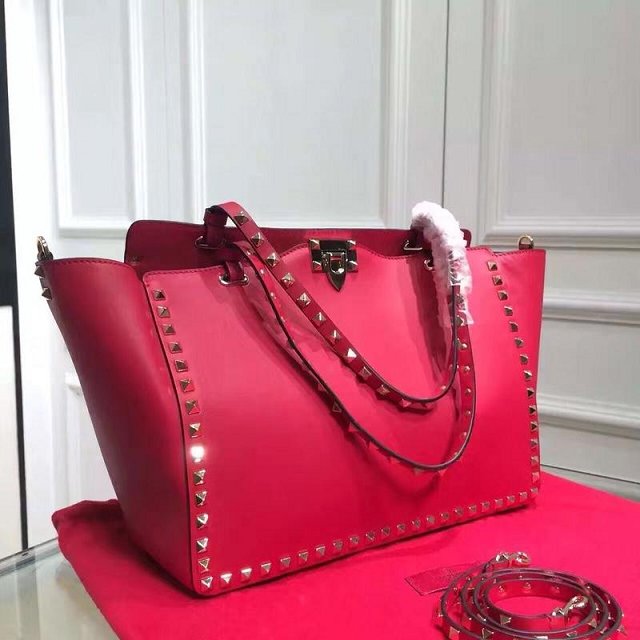 Valentino original smooth calfskin rockstud large tote bag 0970 red