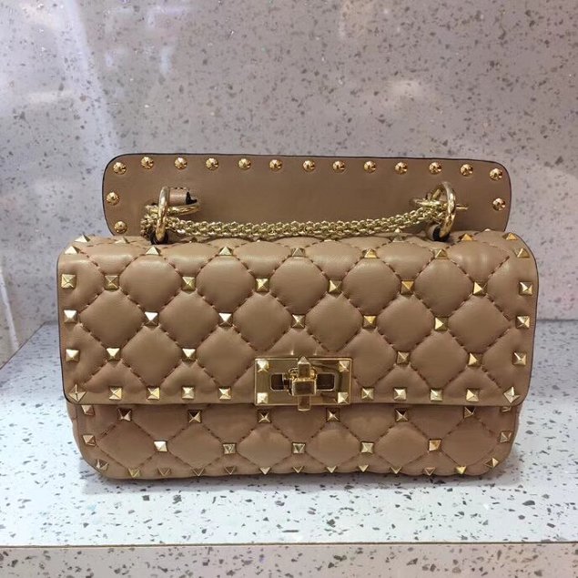 Valentino original lambskin rockstud small chain bag 0123 apricot