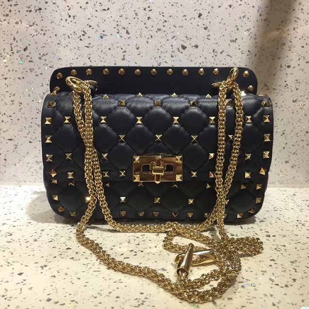 Valentino original lambskin rockstud small chain bag 0123 black