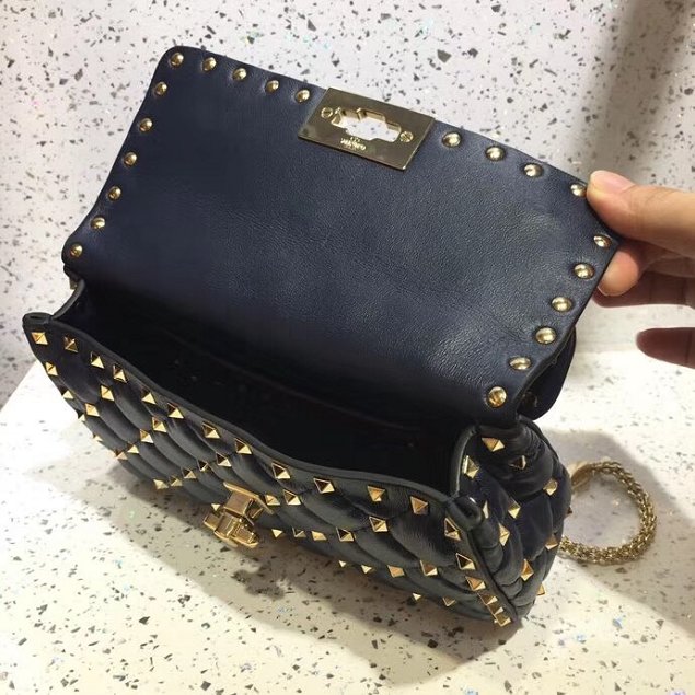 Valentino original lambskin rockstud small chain bag 0123 black