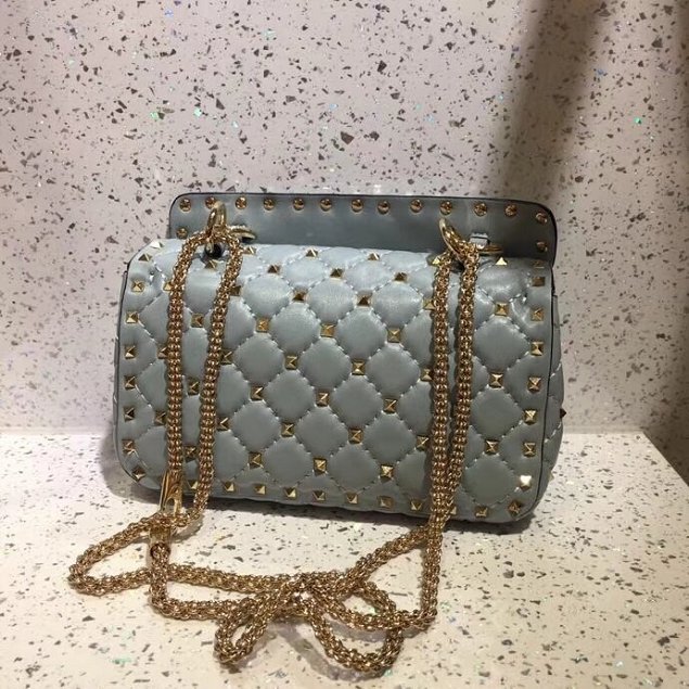 Valentino original lambskin rockstud small chain bag 0123 light blue