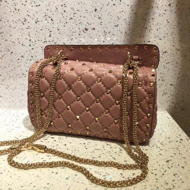 Valentino original lambskin rockstud small chain bag 0123 nude