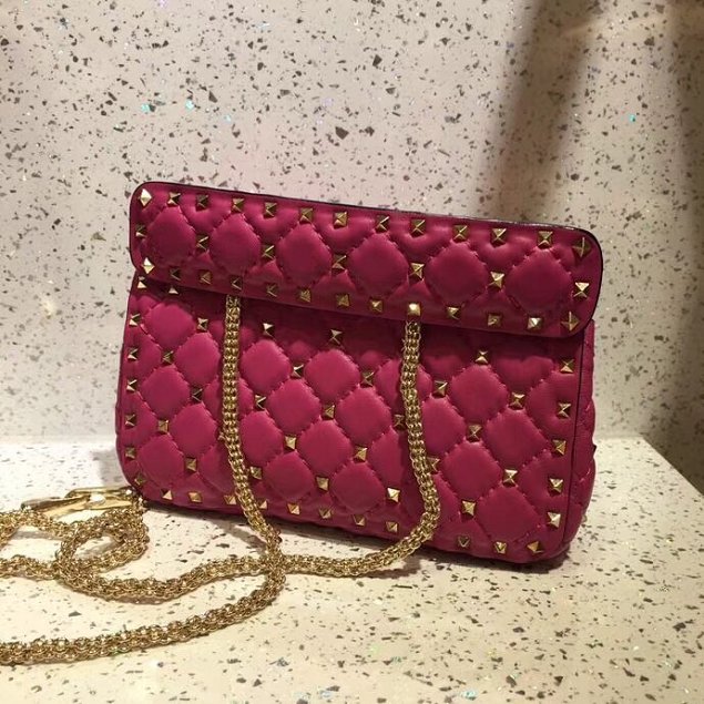 Valentino original lambskin rockstud small chain bag 0123 rose red