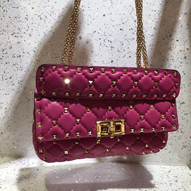 Valentino original lambskin rockstud small chain bag 0123 rose red