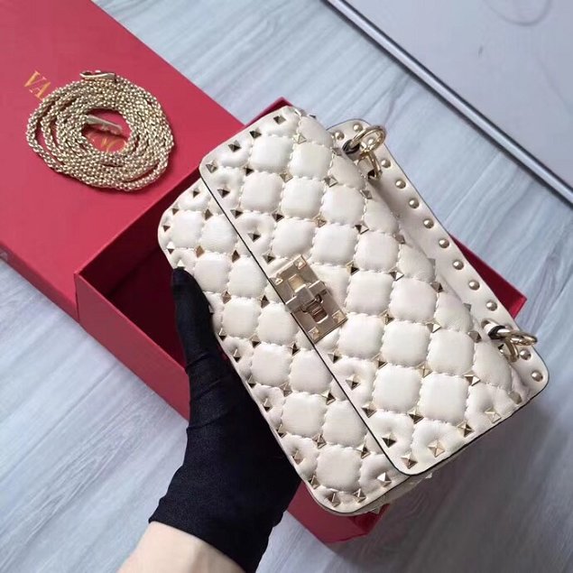 Valentino original lambskin rockstud small chain bag 0123 white