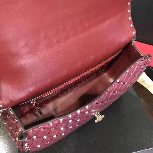 Valentino original lambskin rockstud large chain bag 0121 burgundy