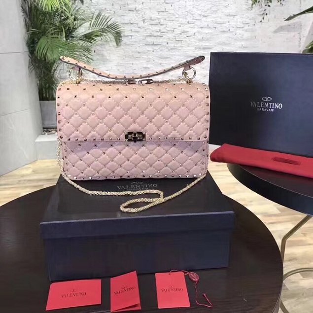 Valentino original lambskin rockstud large chain bag 0121 pink