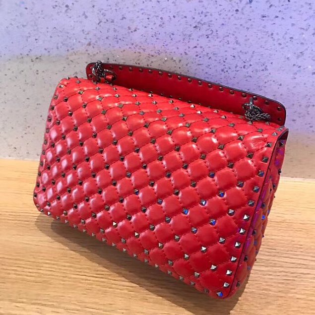 Valentino original lambskin rockstud large chain bag 0121 red