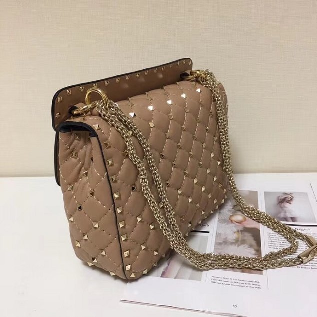 Valentino original lambskin rockstud medium chain bag 0122 apricot