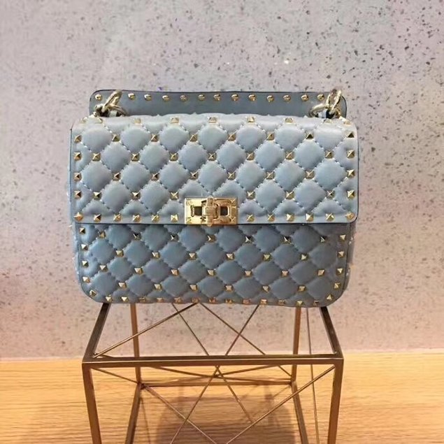 Valentino original lambskin rockstud medium chain bag 0122 light blue