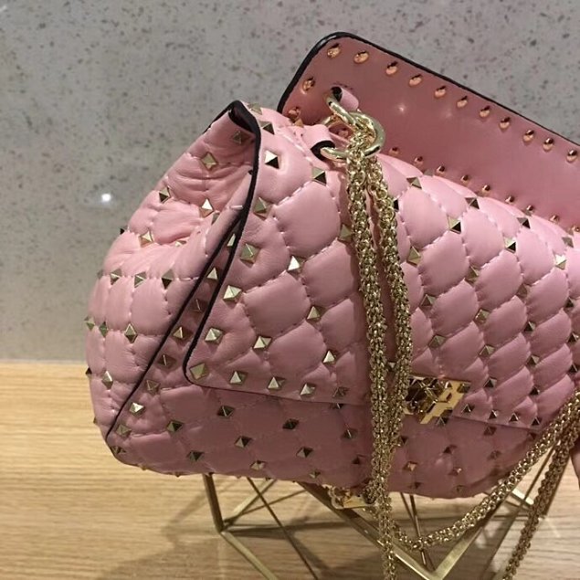 Valentino original lambskin rockstud medium chain bag 0122 pink