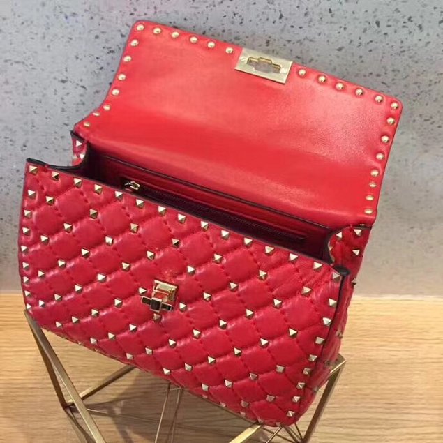 Valentino original lambskin rockstud medium chain bag 0122 red