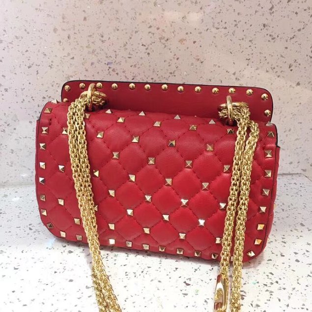 Valentino original lambskin rockstud small chain bag 0123 red