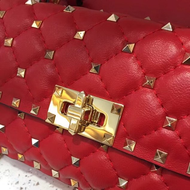 Valentino original lambskin rockstud small chain bag 0123 red