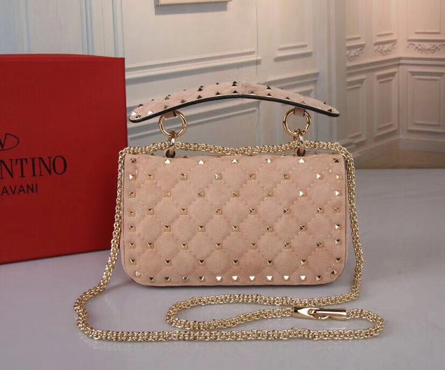 Valentino original suede rockstud small chain bag 0123 apricot