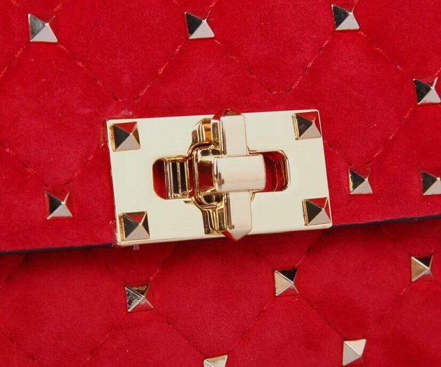 Valentino original suede rockstud small chain bag 0123 red