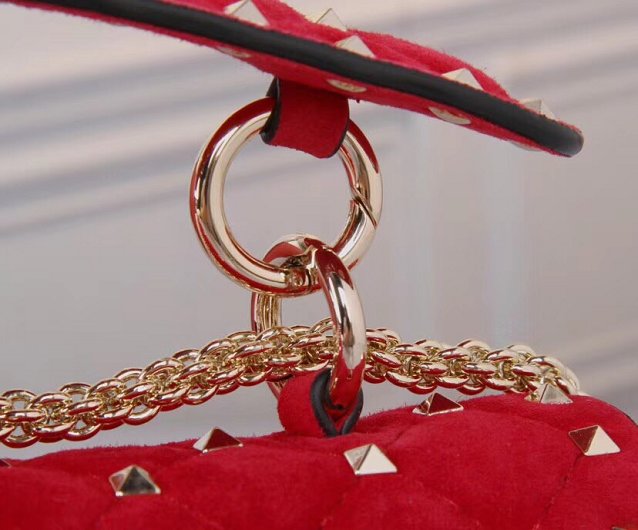 Valentino original suede rockstud small chain bag 0123 red