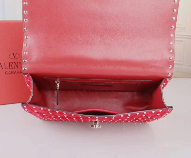 Valentino original suede rockstud large chain bag 0121 red