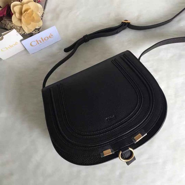 Chloe original calfskin large marcie crossbody saddle bag 2019 black