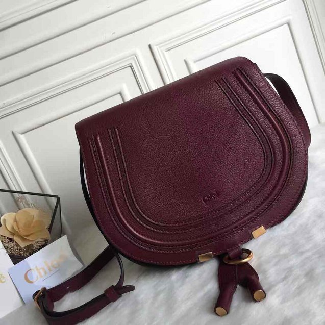 Chloe original calfskin large marcie crossbody saddle bag 2019 bordeaux