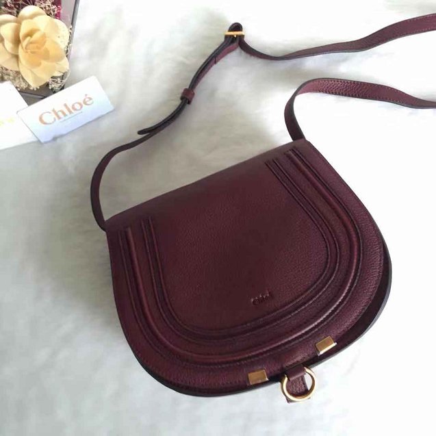 Chloe original calfskin large marcie crossbody saddle bag 2019 bordeaux