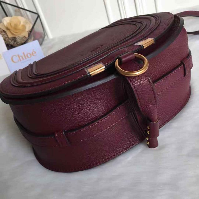 Chloe original calfskin large marcie crossbody saddle bag 2019 bordeaux