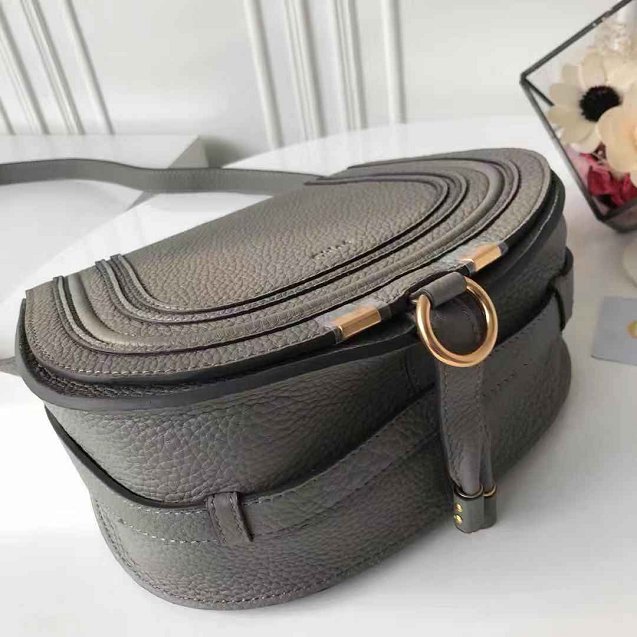 Chloe original calfskin large marcie crossbody saddle bag 2019 grey