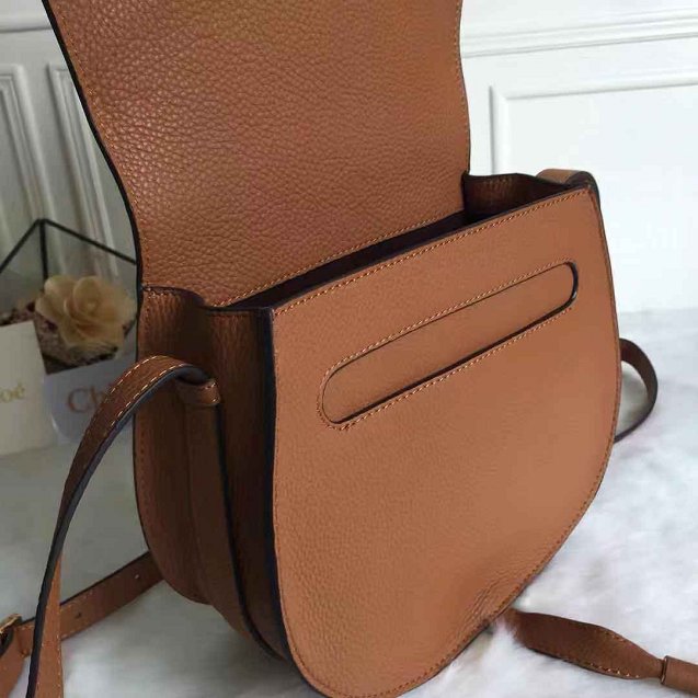 Chloe original calfskin large marcie crossbody saddle bag 2019 brown