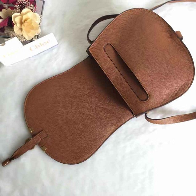 Chloe original calfskin large marcie crossbody saddle bag 2019 brown