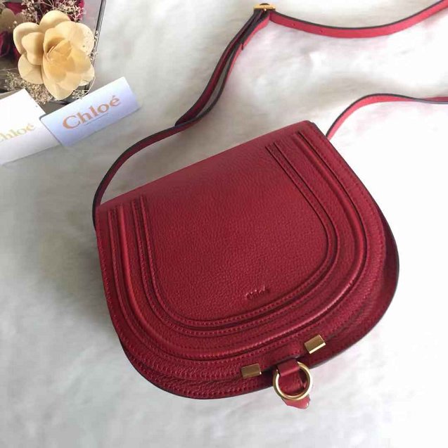 Chloe original calfskin large marcie crossbody saddle bag 2019 red