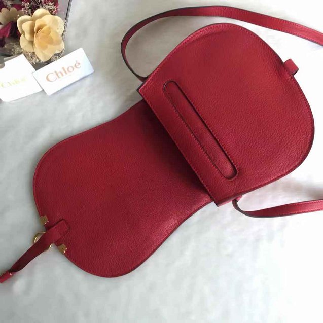 Chloe original calfskin large marcie crossbody saddle bag 2019 red