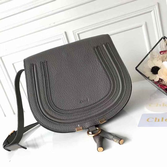 Chloe original calfskin marcie crossbody saddle bag 2000 grey