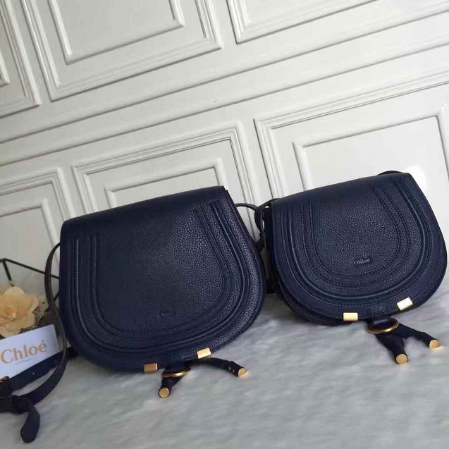 Chloe original calfskin marcie crossbody saddle bag 2000 navy blue