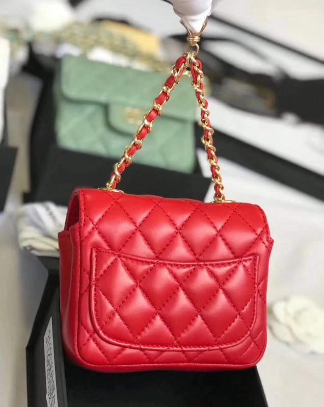 2019 CC original lambskin mini flap bag A35200 red