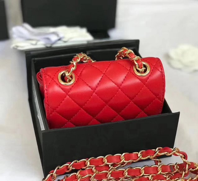 2019 CC original lambskin mini flap bag A35200 red