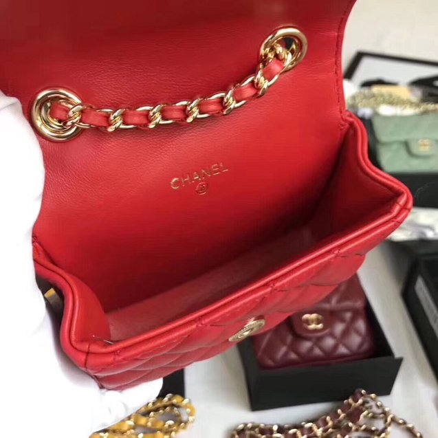 2019 CC original lambskin mini flap bag A35200 red