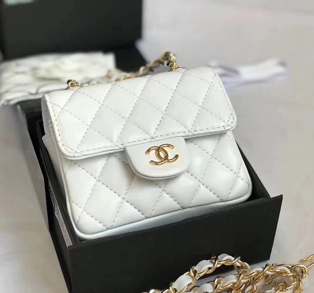 2019 CC original lambskin mini flap bag A35200 white