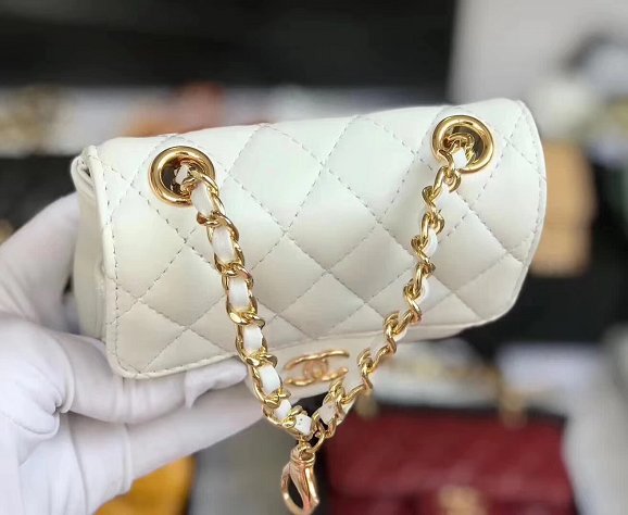 2019 CC original lambskin mini flap bag A35200 white