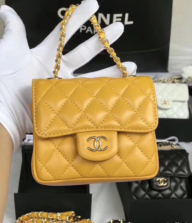 2019 CC original lambskin mini flap bag A35200 yellow