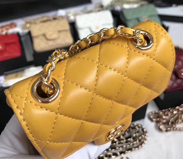 2019 CC original lambskin mini flap bag A35200 yellow