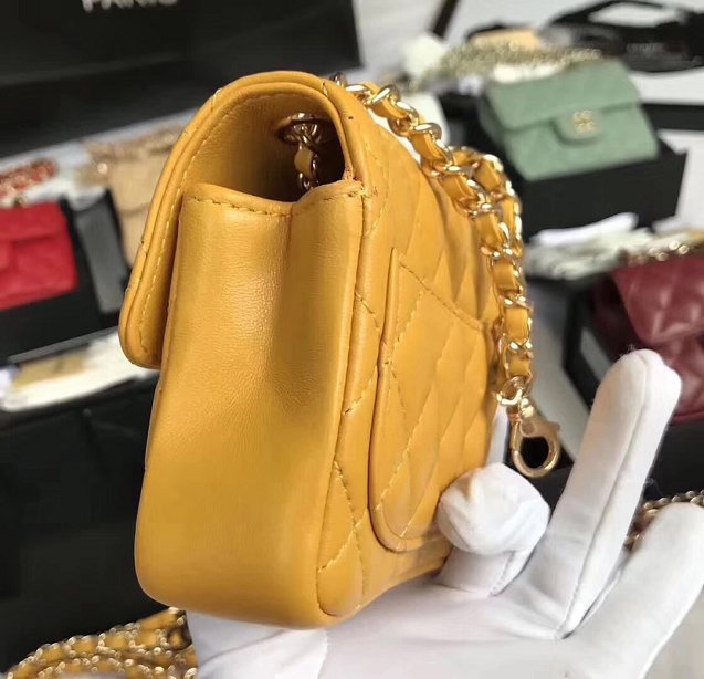 2019 CC original lambskin mini flap bag A35200 yellow