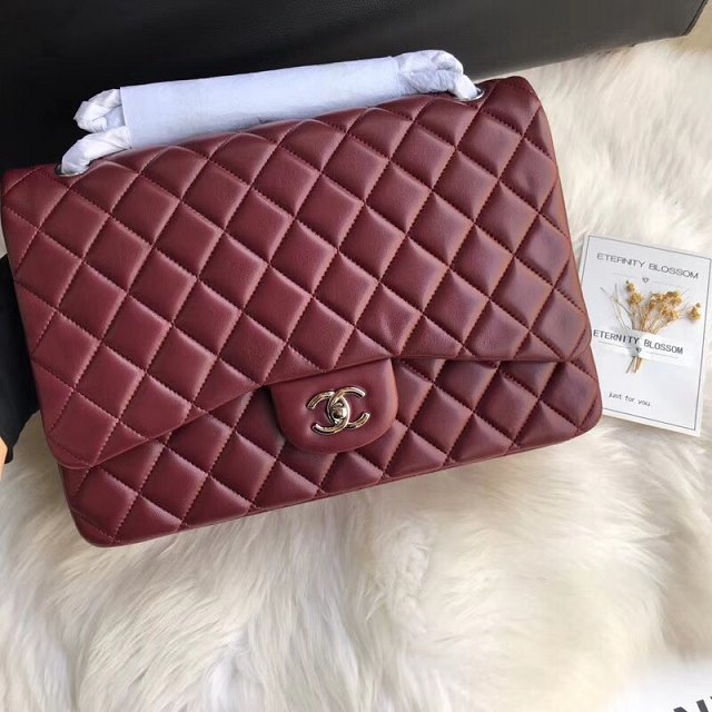 CC original lambskin maxi double flap bag A58601 bordeaux