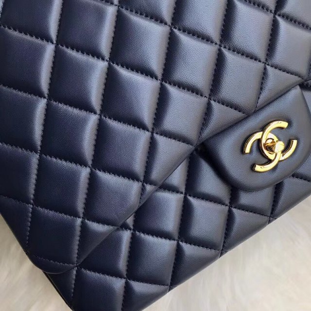 CC original lambskin maxi double flap bag A58601 navy blue