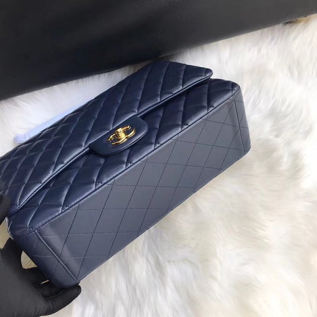 CC original lambskin maxi double flap bag A58601 navy blue