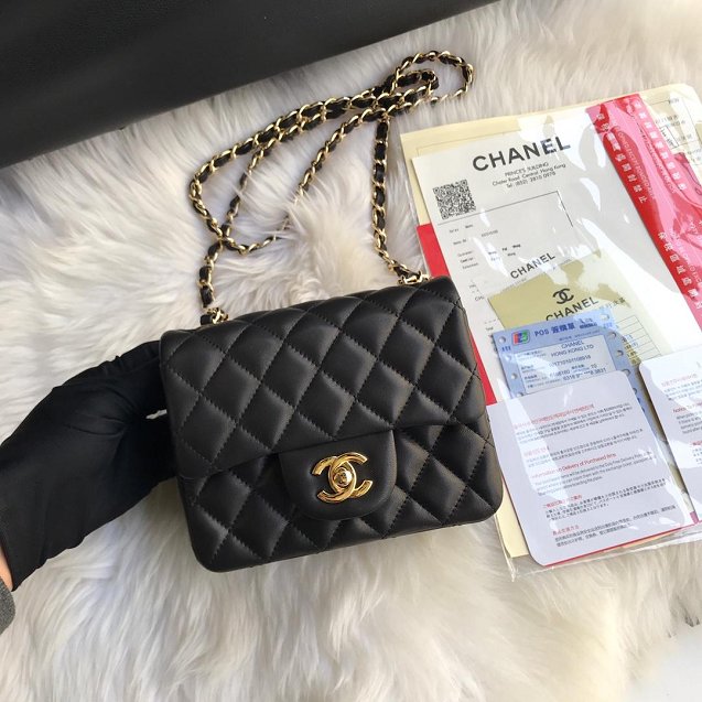 CC original lambskin super mini flap bag A35200 black