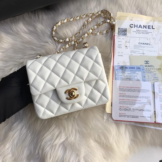 CC original lambskin super mini flap bag A35200 white